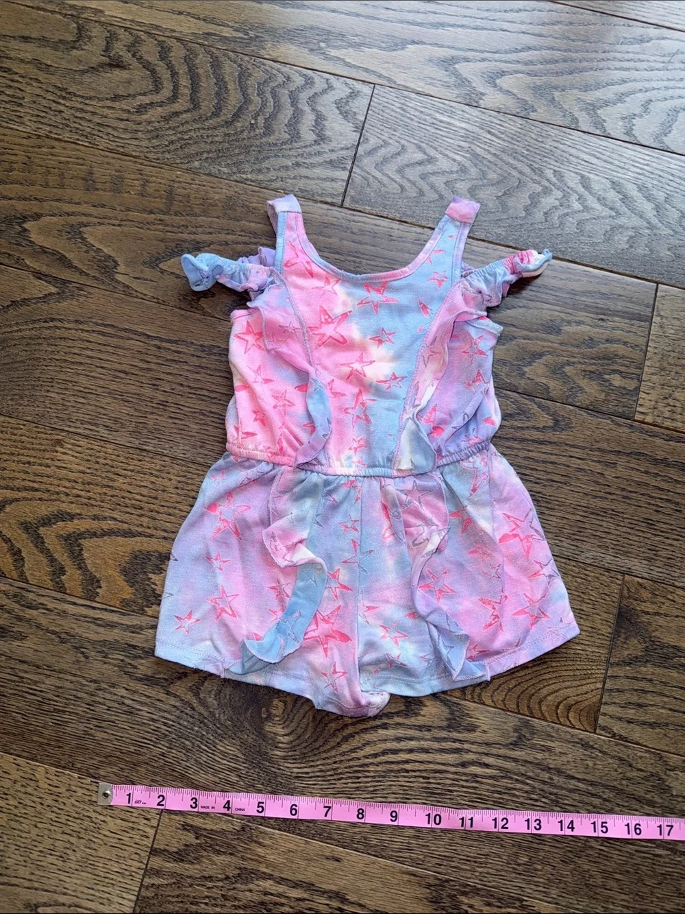 Sara Sara Pink and Light Blue Star Romper 18-24 months baby 2t toddler euc